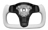 TESLA YOKE  White Steering Wheel with Leather  for S X Y 3 Models