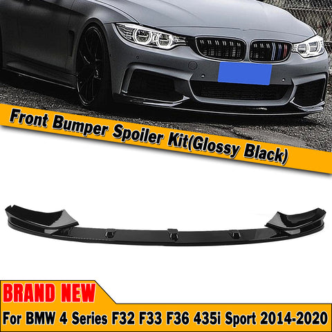 Front Bumper Lip For BMW F32 F33 F36 4 Series M Sport 2014-2020 435i Glossy Black